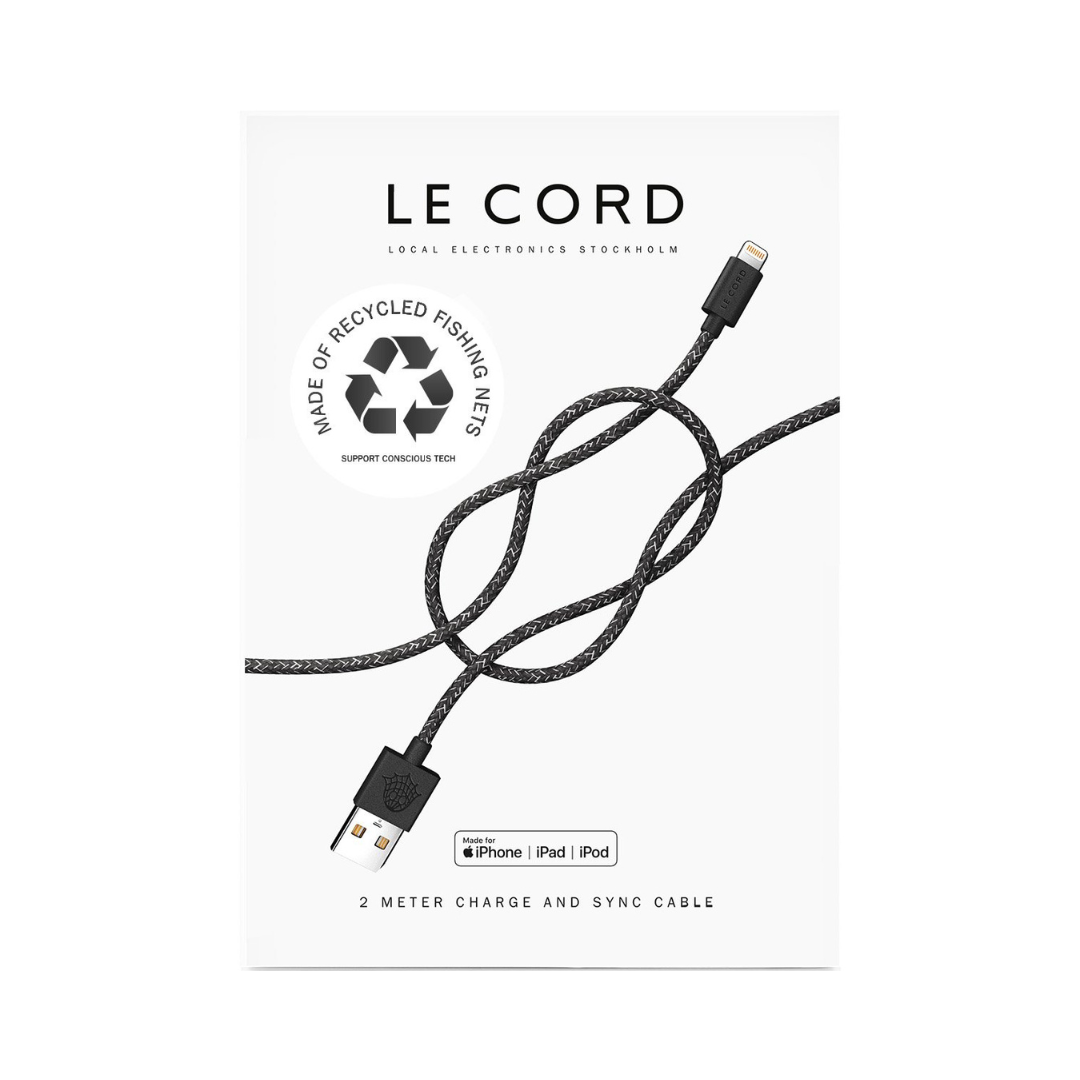 Kabel do iPhone'a BLACK | Made of recycled fishing nets